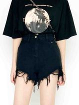 Denim shorts womens summer 2021 new high waist a word pear shape body fat mm loose and wild thin hot pants tide