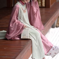 (I dont know spring) late Ming Fengming Han suit plain Tencel long shirt late Ming round collar length than seven-color summer