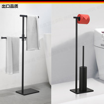 German non-hole floor-standing black towel rack bathroom stainless steel bath towel rack bathtub rotatable towel hanging