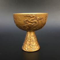 Antique ancient dragon pattern copper cup tea cup pure copper retro Dragon Cup ornaments antique old Bronze Cup Goblet
