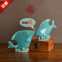 Pastoral style ceramic fish ornaments home decoration couples new home move opening gift cabinet countertop decoration