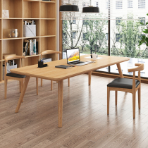 Modern minimalist solid wood living room desk home learning table writing desk long log desk Nordic Workbench