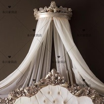 European French court mantle frame American solid wood carved crown retro old princess bed curtain head can be customized
