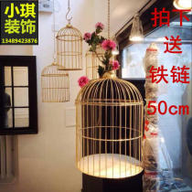  European-style wrought iron wedding pendant Golden small birdcage creative window decoration props Photography studio large birdcage