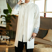 Hanfu male ancient style tea clothing Zen clothing Chinese style mens clothing Chinese style mens embroidery gown gown Chinese costume
