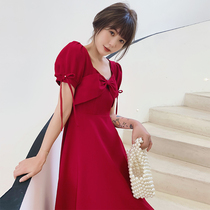 Pregnant woman toast dress bride cover belly 2021 new wine red temperament thin large size engagement dress fat mm woman