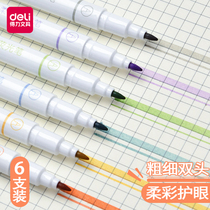 Dali soft color highlighter pen candy color simple Korean version of hand account pen monochrome series double watercolor pen marker review junior high school students entrance examination endorsement notes stroke key color pen