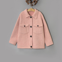 Outlet brand discount medium and large childrens clothing SM winter New lapel single-breasted woolen coat coat women