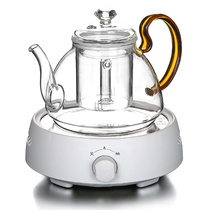 Flower teapot glass bubble tea cup set household tea cup tea maker high temperature resistant heating afternoon tea set