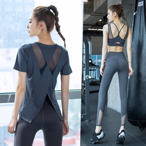 Sexy yoga suit summer thin short-sleeved fashion high-end quick-drying beginner fitness suit Running suit for women