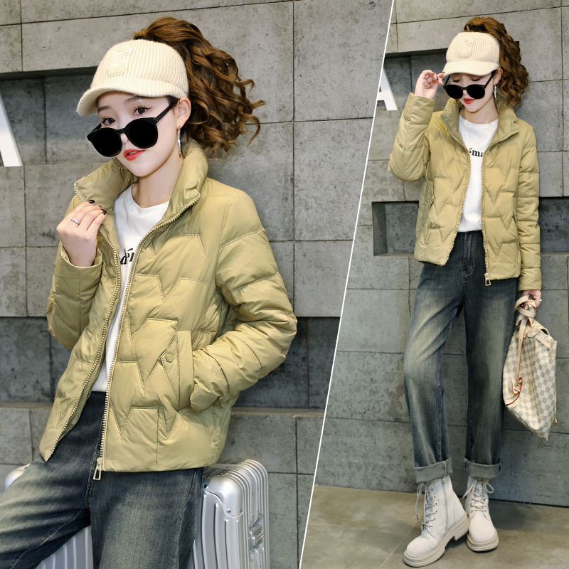 Standing collar light and thin down jacket for women in winter 2023, new short style popular this year, small high-end foreign style jacket