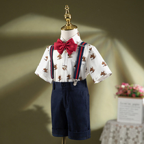 Boys one year old dress male baby Summer children Flower Boy small suit gentleman suit suit suit suit piano performance suit summer