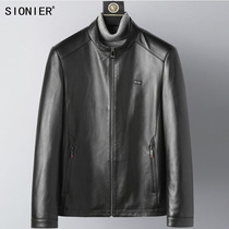 New Haining head sheepskin leather leather jacket mens spring and autumn collar short casual leather jacket thin coat