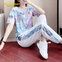 OUROSESAN Light Extravagant Brands Sports Suit Women 2022 Summer New Fashion Short Sleeve Sports Casual Two Sets