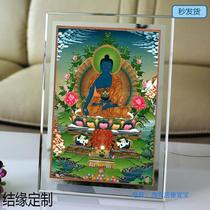 The affine medicine Buddha portrait photo paper plastic seal Buddha painting tantric thangka pharmacist Tathagang picture frame setting