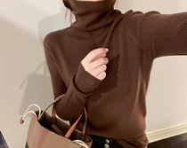 European station brown turtleneck sweater womens autumn and winter 2022 new self-cultivation all-match thin bottoming sweater