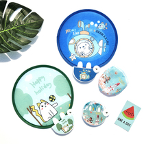 Small fan portable mini-folding group fan female folding fan Xia children containing round fan net red custom advertising man