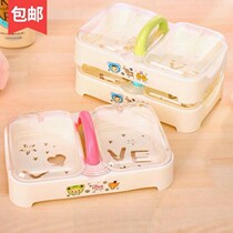 Soap box portable hand-held flip double grid creative laundry soap box Drain soap box soap box double travel