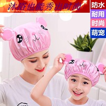 Children cartoon waterproof shower cap students male and female Bath head cover children ear protection dry hair cap