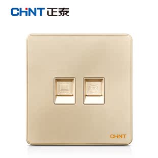 Zhengtai electric workers hot selling official website authentic big board flat plain champagne gold / phone + computer socket