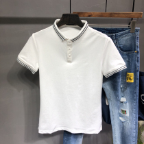 Mens short-sleeved polo shirt mens 2021 new lapel summer trend T-shirt youth mens slim Paul shirt men
