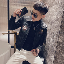 Leather mens Korean version of the trend handsome slim clothes motorcycle leather jacket 2020 Spring spirit boy tide brand coat