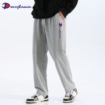 Champion ring summer and autumn sports pants mens straight loose wide leg pants ins Tide brand hanging casual pants Korean version of pants