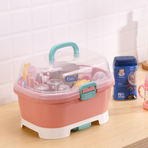 Bottle storage box Portable portable baby storage box with lid dustproof drain dry shelf Baby storage box