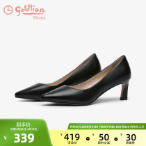 Kinley to fine heels with work shoes Women Black 2022 Spring new pointed light mouth Single shoe genuine leather commuter High heel shoes