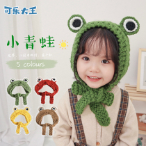 Baby frog knitted wool hat earmuffs earmuffs earmuffs warm boys and girls in autumn and winter warm childrens hair band cute super cute