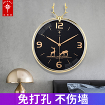 Polaris 15 inch living room wall clock Deer head bedroom mute Nordic creative watch fashion European Quartz clock