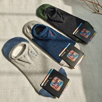 Single double single card foreign trade tail single tugu*anna embroidered pure cotton mens boat socks spring summer invisible socks low help socks