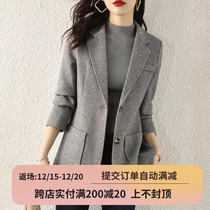 Gray blazer womens autumn and winter 2021 new casual temperament Korean version of thick High sense small suit jacket
