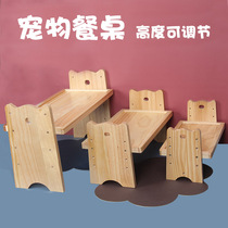 Wooden bowl holder Pet dining table Double bowl Large dog cat table Adjustable height increase dog bowl holder Ceramic