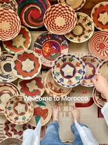 Solitary products Moroccan imported fruit plate straw color basket fruit plate Joronai home decoration storage porch plate