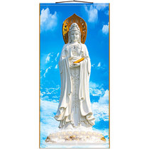 Hainan Nanshan Guanyin Sculpture Scroll Hanging Painting Guanyin Bodhisattva Portrait Silk Material Decorative Painting Buddha Portrait