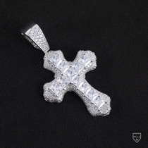 WBJ custom jewelry full Diamond Princess Square group inlaid cross s925 silver gold-plated silver necklace handmade inlay