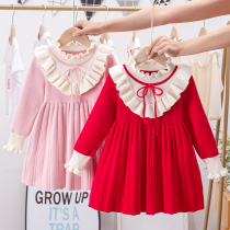 Girls autumn style skirt baby autumn clothes 2021 new children Spring and Autumn Korean sweater skirt knitted dress