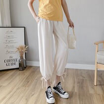 Pregnant women pants summer thin chiffon outside wear fashion tide mom eight small Man 150 lantern pants summer dress women 7 seven