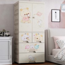  Childrens wardrobe modern simple household bedroom plastic storage cabinet open door baby baby simple hanging wardrobe cabinet