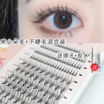 Sandwich hair under the eyelashes mixed with fairy hair false eyelashes female supernatural simulation single cluster grafting oneself
