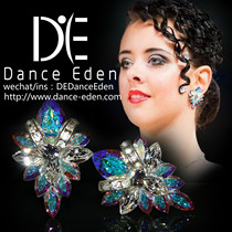 Dance Eden Piao Diamond AB color bride jewelry professional national standard Latin modern Dance earrings ear clip ear pin