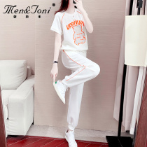 Montommie casual sports suit womens summer 2022 new Korean version Fashion foreign gas loose white short sleeves Two sets