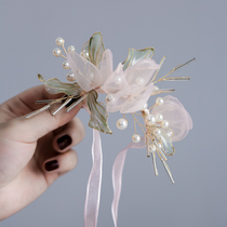 ins handmade simple bridal bridesmaid wrist flower White Pearl hand flower wedding gift sister group event celebration
