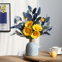 Eucalyptus fake flower ornaments Dining table simulation flower decoration Living room decoration Floral desktop home light luxury vase bouquet