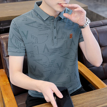 Mens short-sleeved T-shirt Tide brand shirt collar POLO shirt Korean slim lapel half sleeve led summer top dress