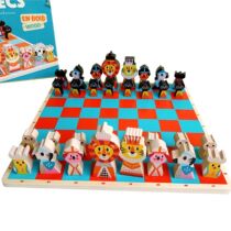 French Vilac childrens cartoon chess early education toys wooden game chess logical thinking training