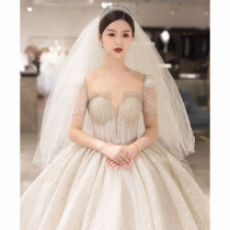 Starry sky main wedding dress 2021 new temperament bride pregnant woman high-end trailing luxury heavy and light 2020 summer