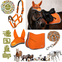 German direct mail classic orange equestrian riding saddle cushion ear cover holding the rope cage