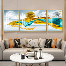 Living room sofa background wall decorative painting modern simple restaurant murals Nordic style triple Crystal porcelain painting light luxury hanging painting